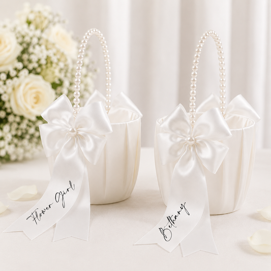 Personalised woven flower girl basket for weddings | Cloth'N'Card