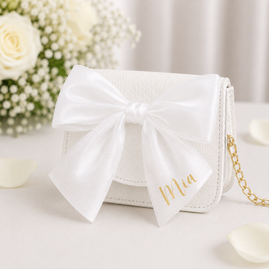Personalised girls mini bow cross body bag | Cloth'N'Card
