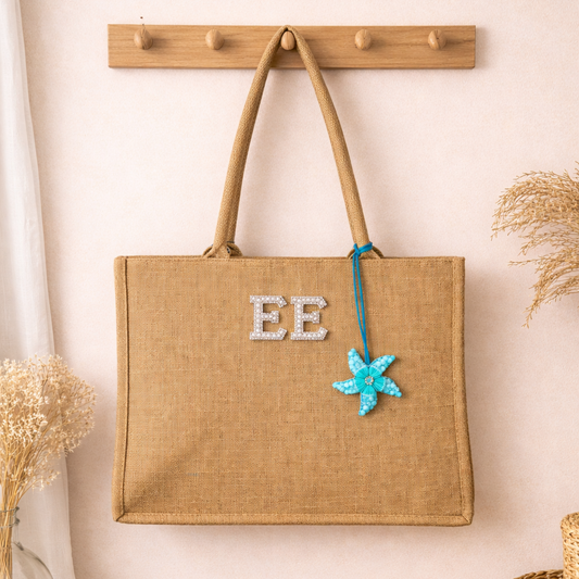 Personalised large natural jute tote bag | Cloth'N'Card