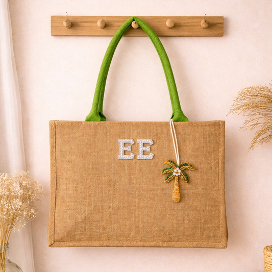 Personalised large jute tote shopper bag | Cloth'N'Card