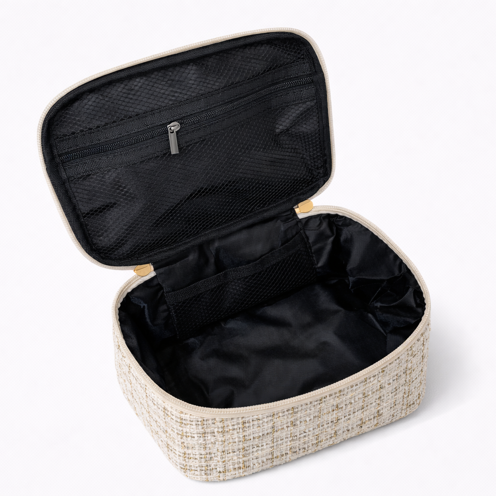 Personalised Tweed Cosmetic Makeup Bag Toiletry Case