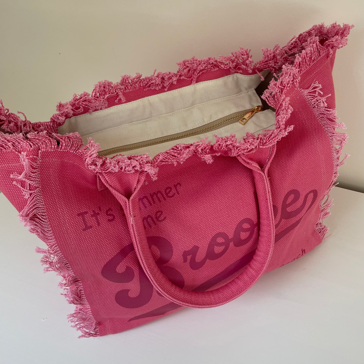 Personalised JADE Solid Colour Straw Fringe Shoulder Tote Beach Bag