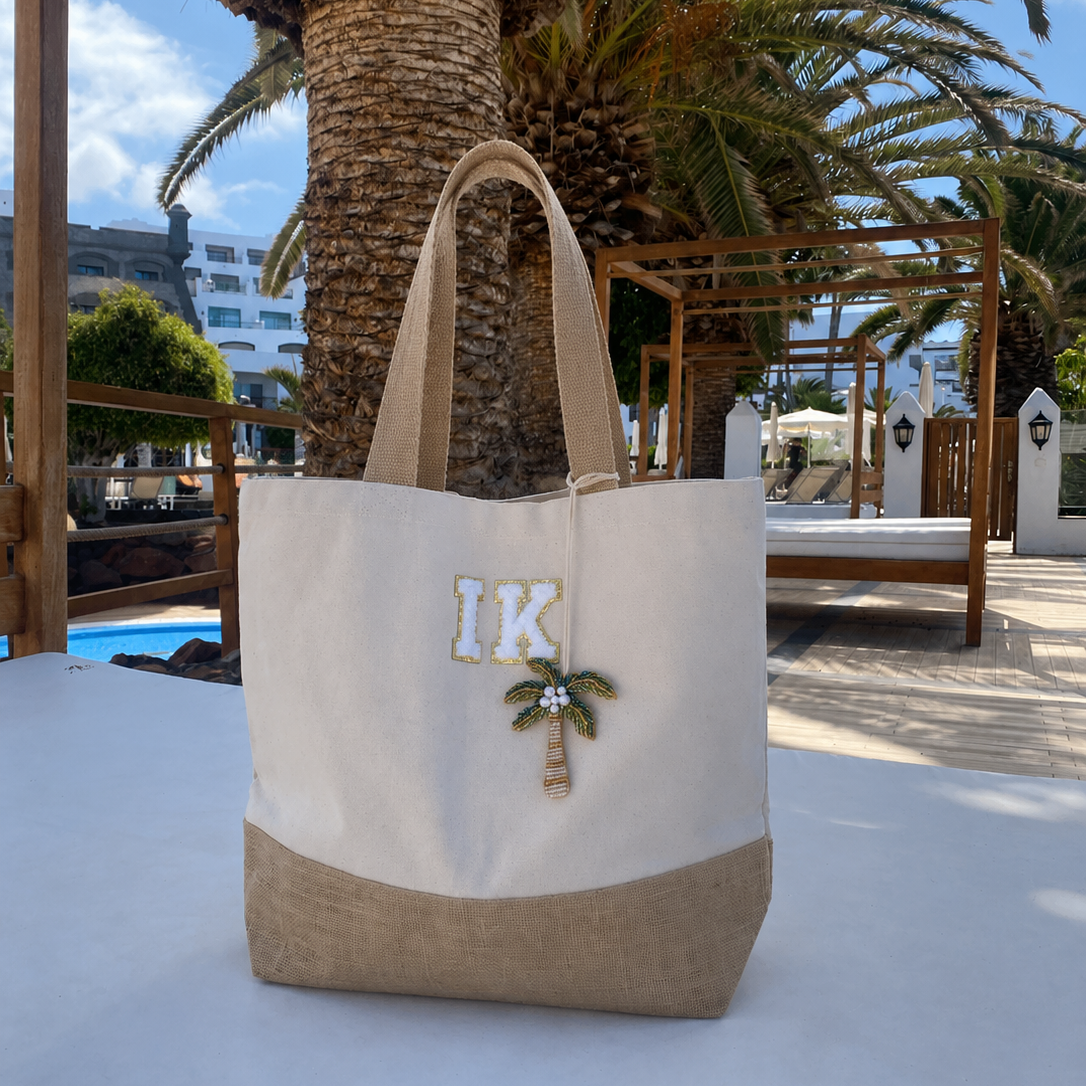 Personalised KIM palm print canvas beach tote bag | Cloth'N'Card