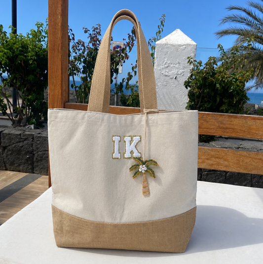 Personalised KIM palm print canvas beach tote bag | Cloth'N'Card