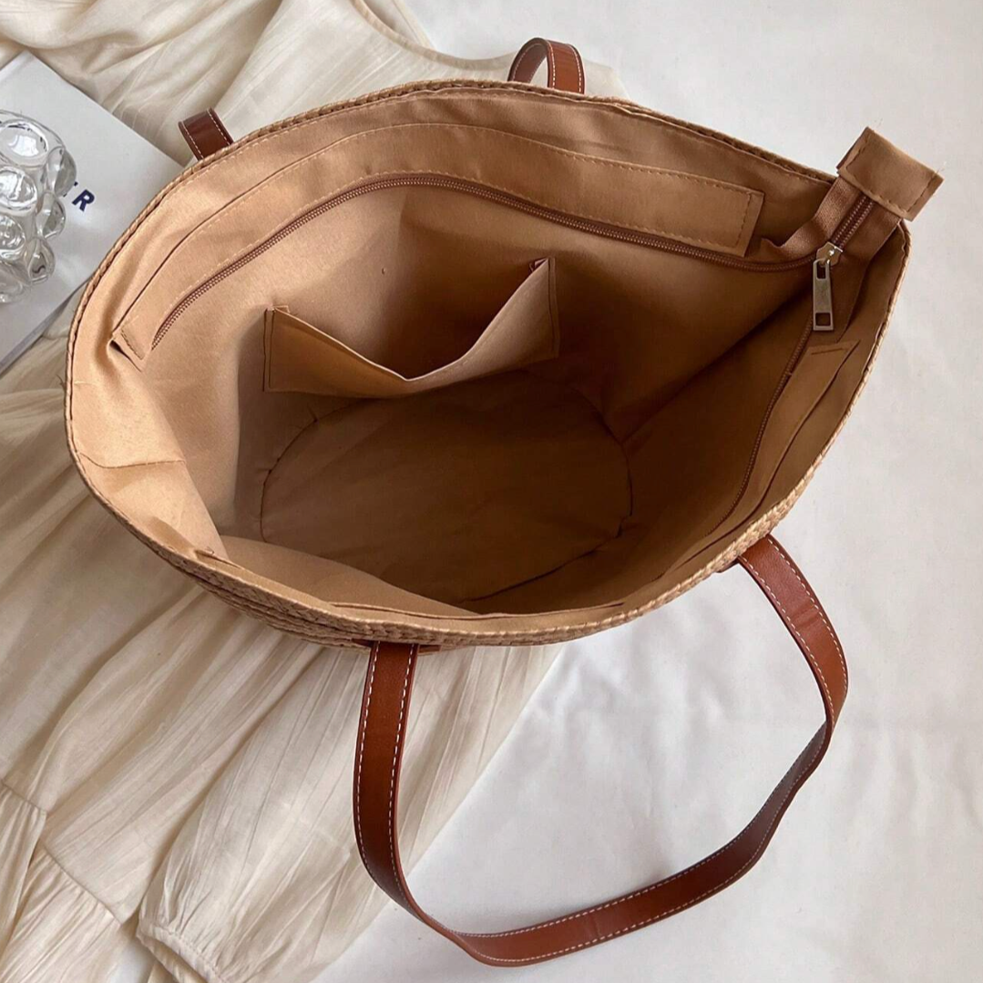 Personalised LOTTIE Straw Tote Beach Shoulder Bag