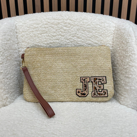 Personalised Leopard Patch Clutch Bag