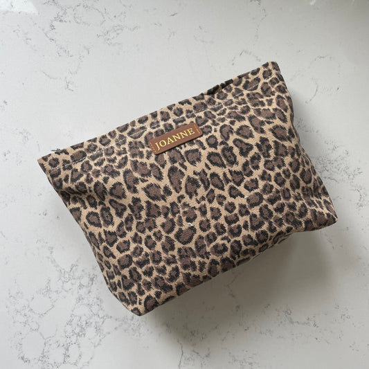 Personalised Leopard Print Makeup Clutch Bag