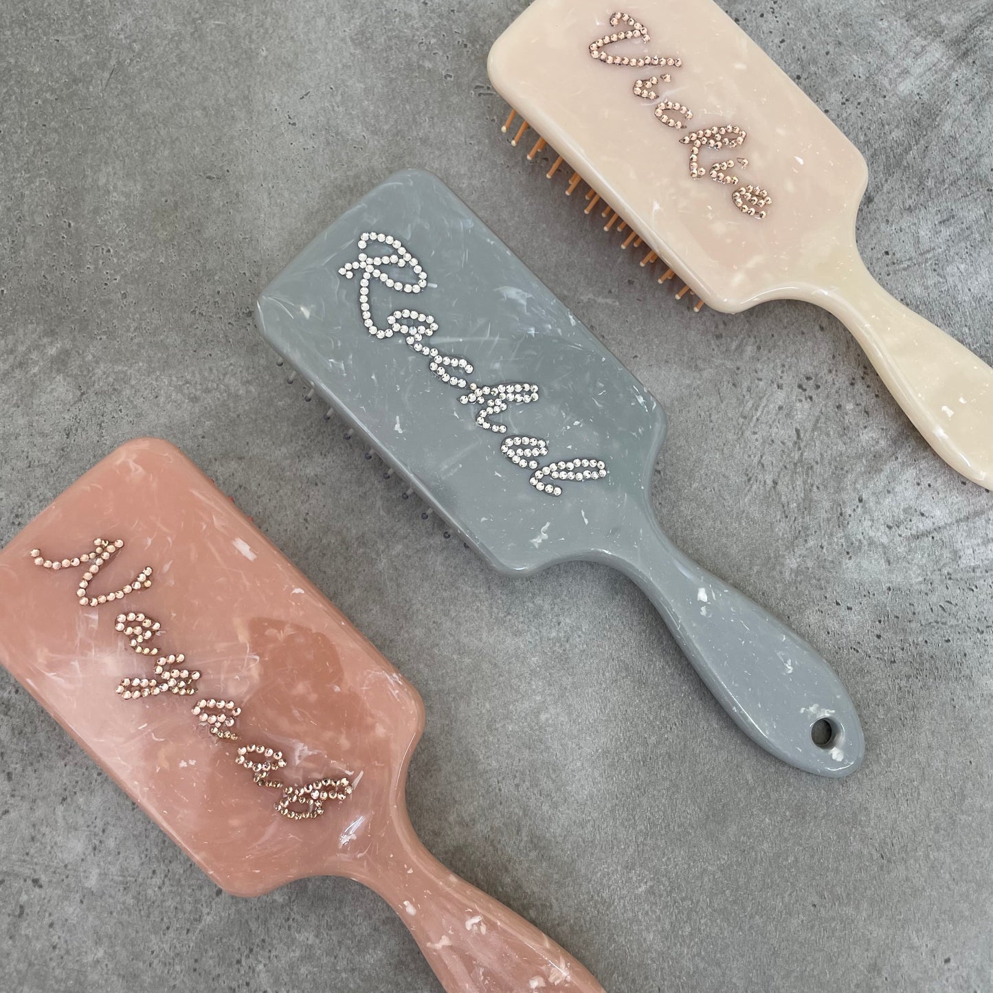 Personalised Marble Diamante Hair Brush