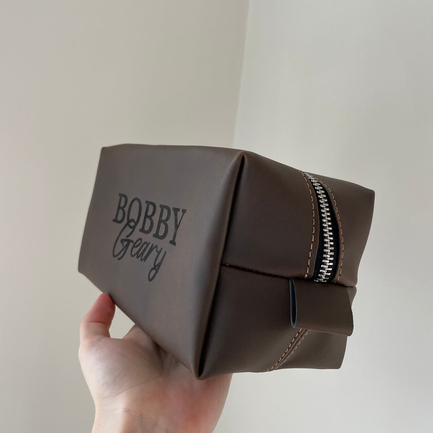 Personalised Mens Faux Leather Wash Bag