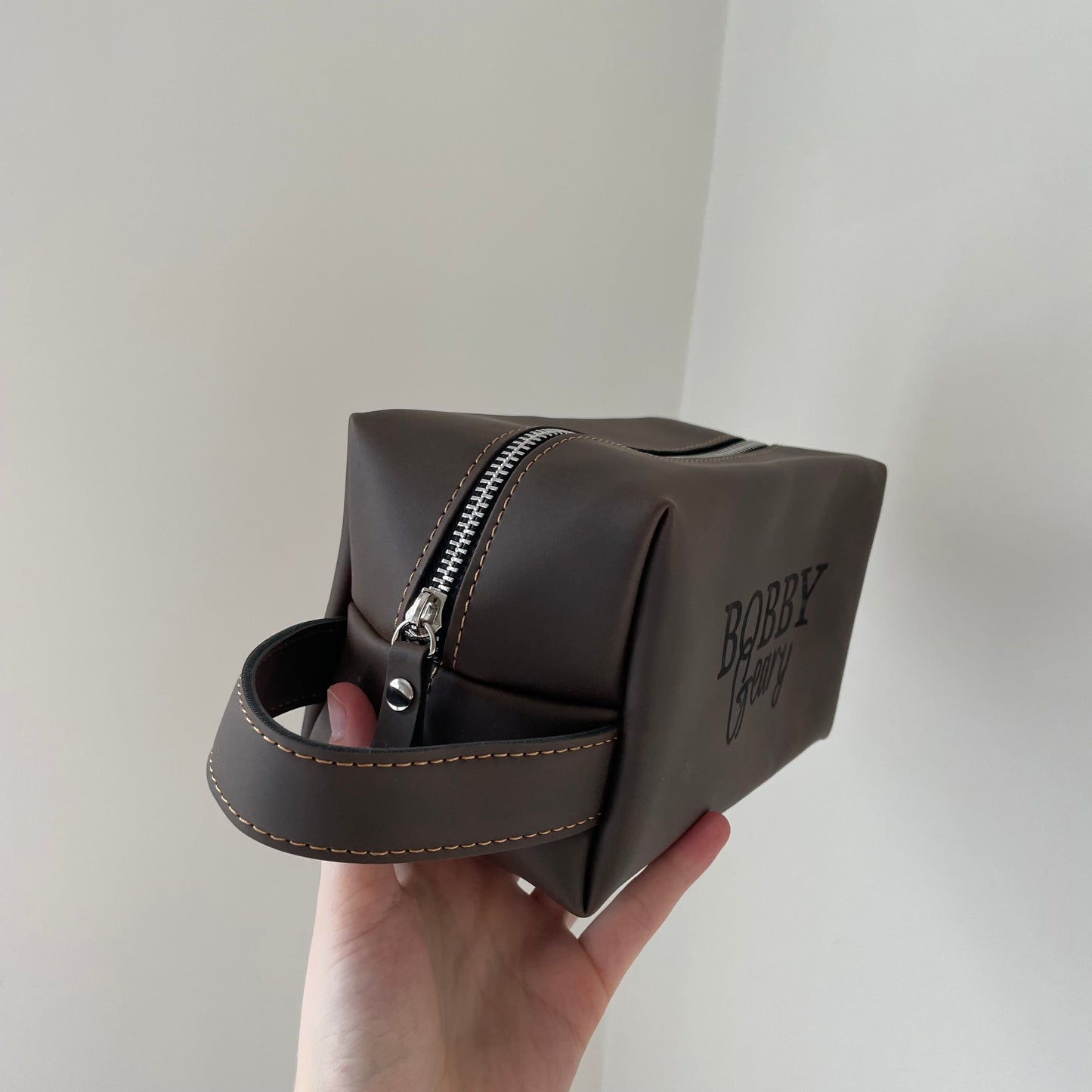 Personalised Mens Faux Leather Wash Bag