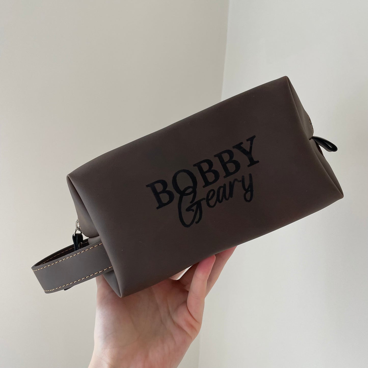 Personalised Mens Faux Leather Wash Bag