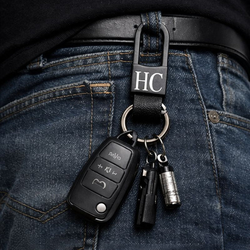 Personalised Engraved Mens Key Clip Handy Bag Charm