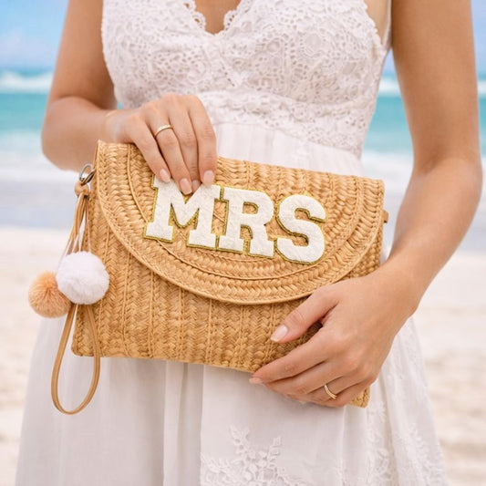 Personalised MRS Pom Pom Clutch Cross Body Bag
