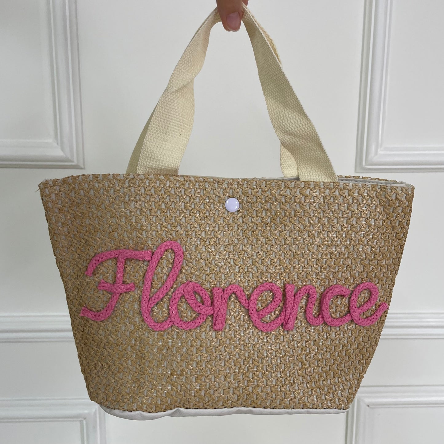 Personalised Mini Straw Hand Bag