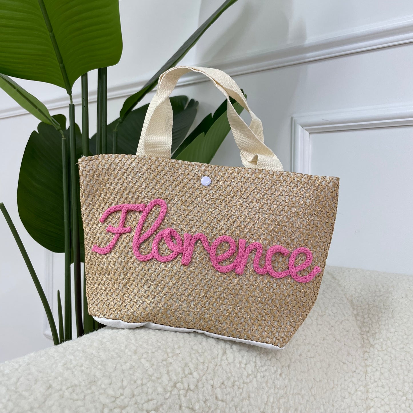 Personalised Mini Straw Hand Bag