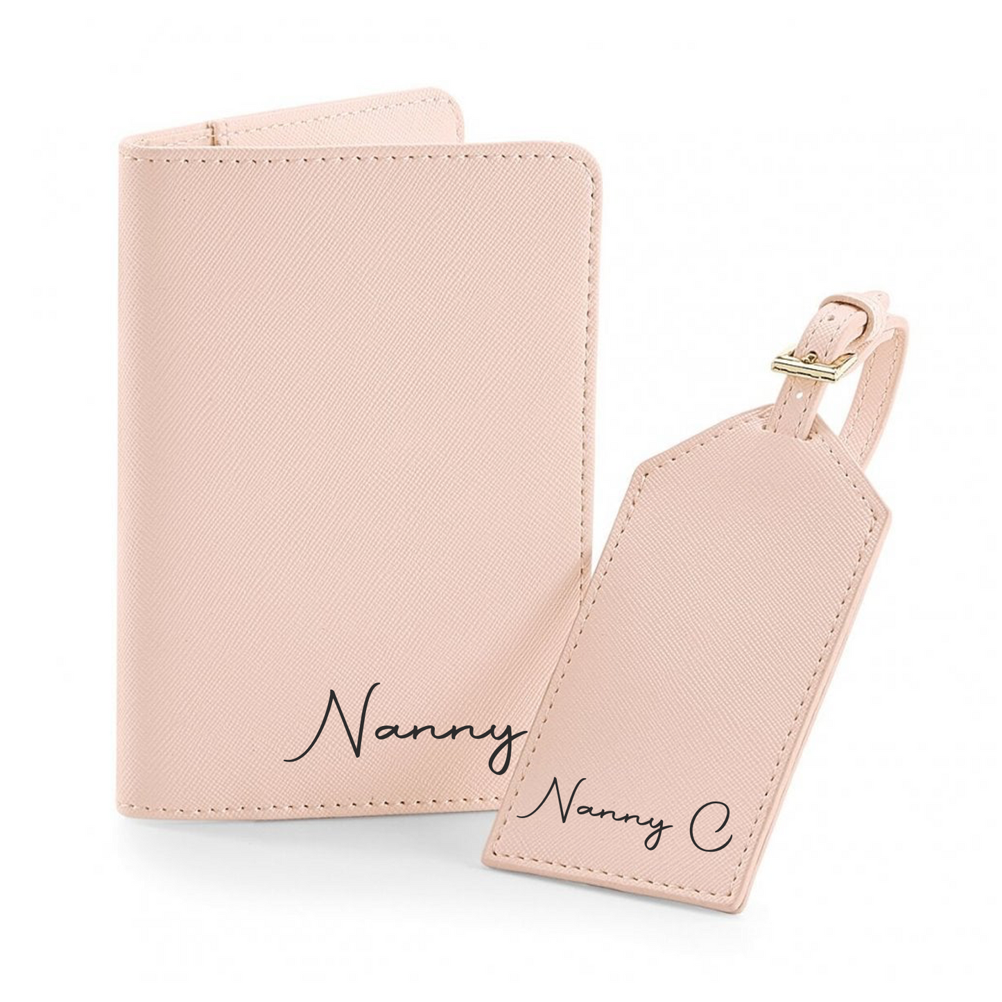 Personalised Deluxe Saffiano Leather Travel Passport Cover & Luggage Tag Set