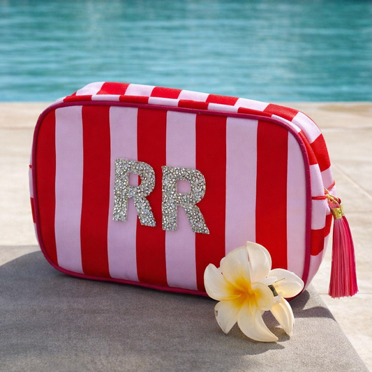 Personalised Stripe Tassel Makeup Cosmetic Bag