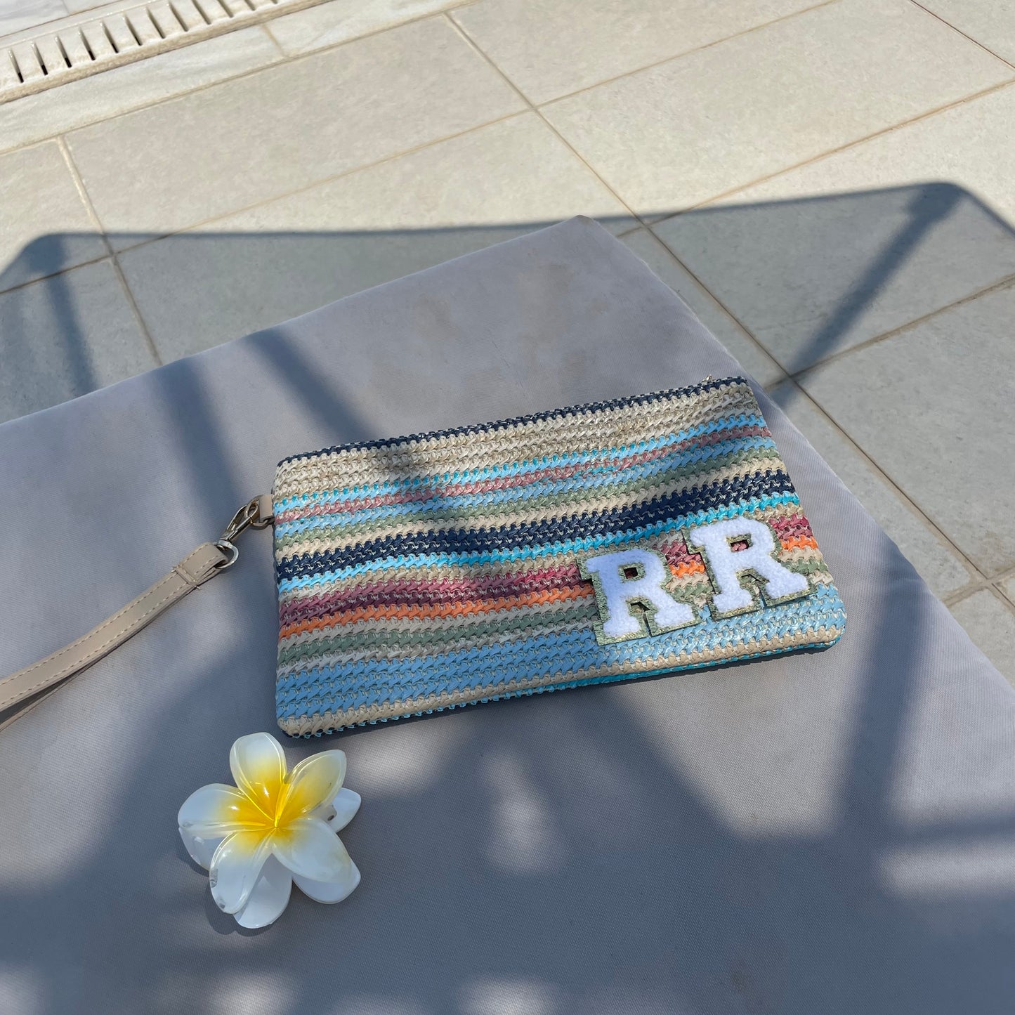Personalised Rainbow Stripe Clutch Bag