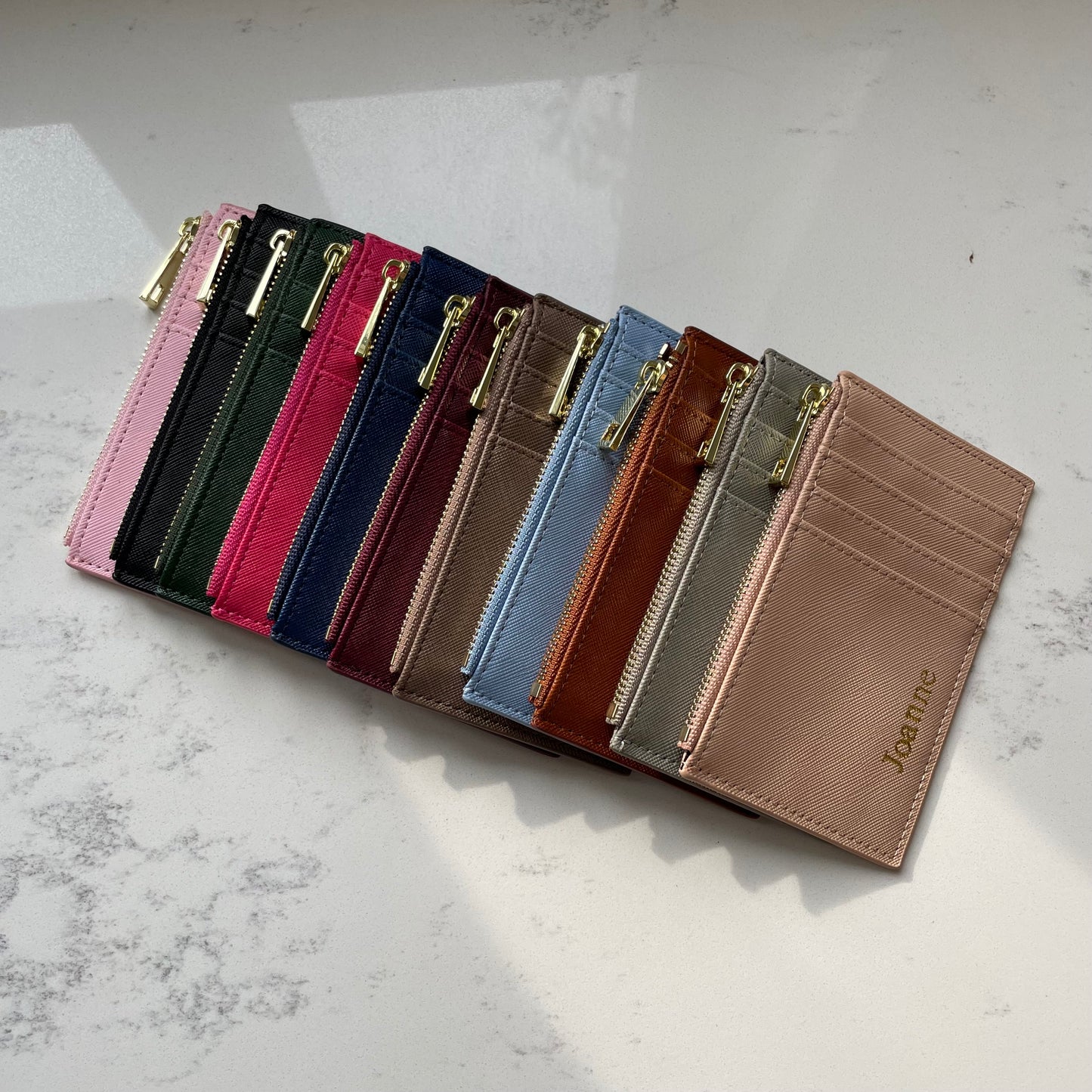 Personalised Embossed Saffiano Leather Card Holder Wallet Purse