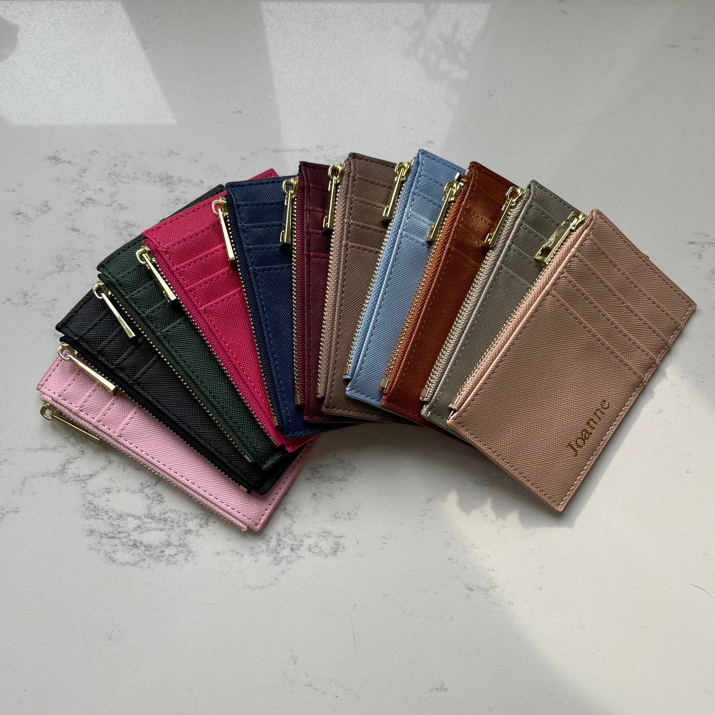 Personalised Embossed Saffiano Leather Card Holder Wallet Purse