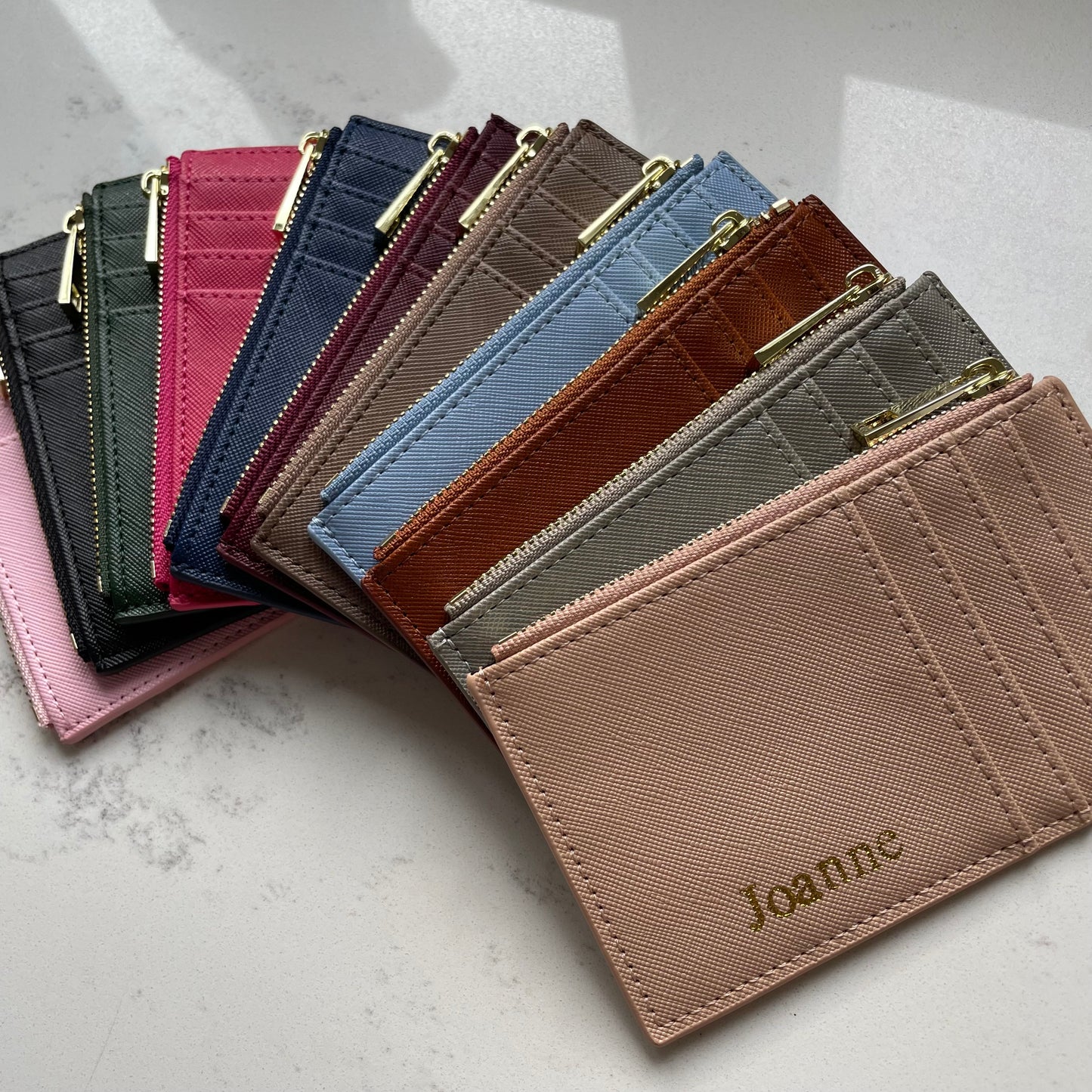 Personalised Embossed Saffiano Leather Card Holder Wallet Purse