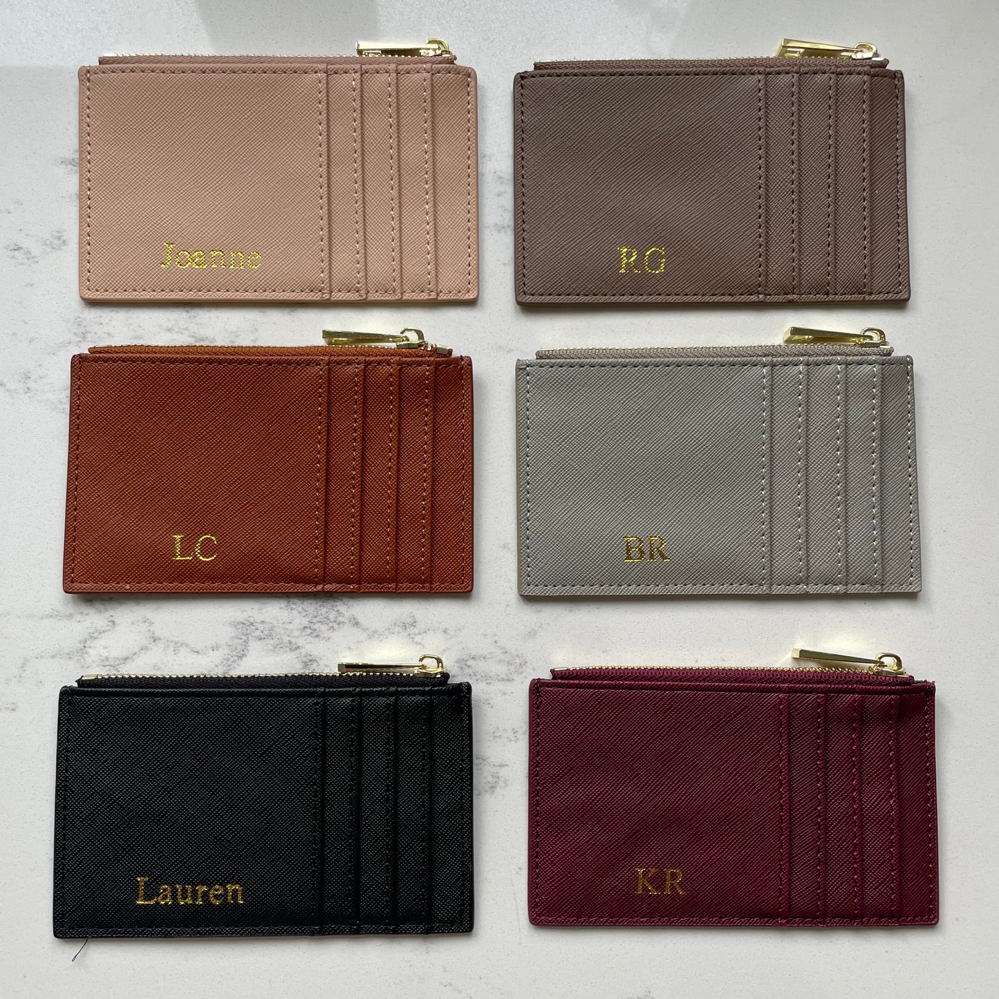 Personalised Embossed Saffiano Leather Card Holder Wallet Purse