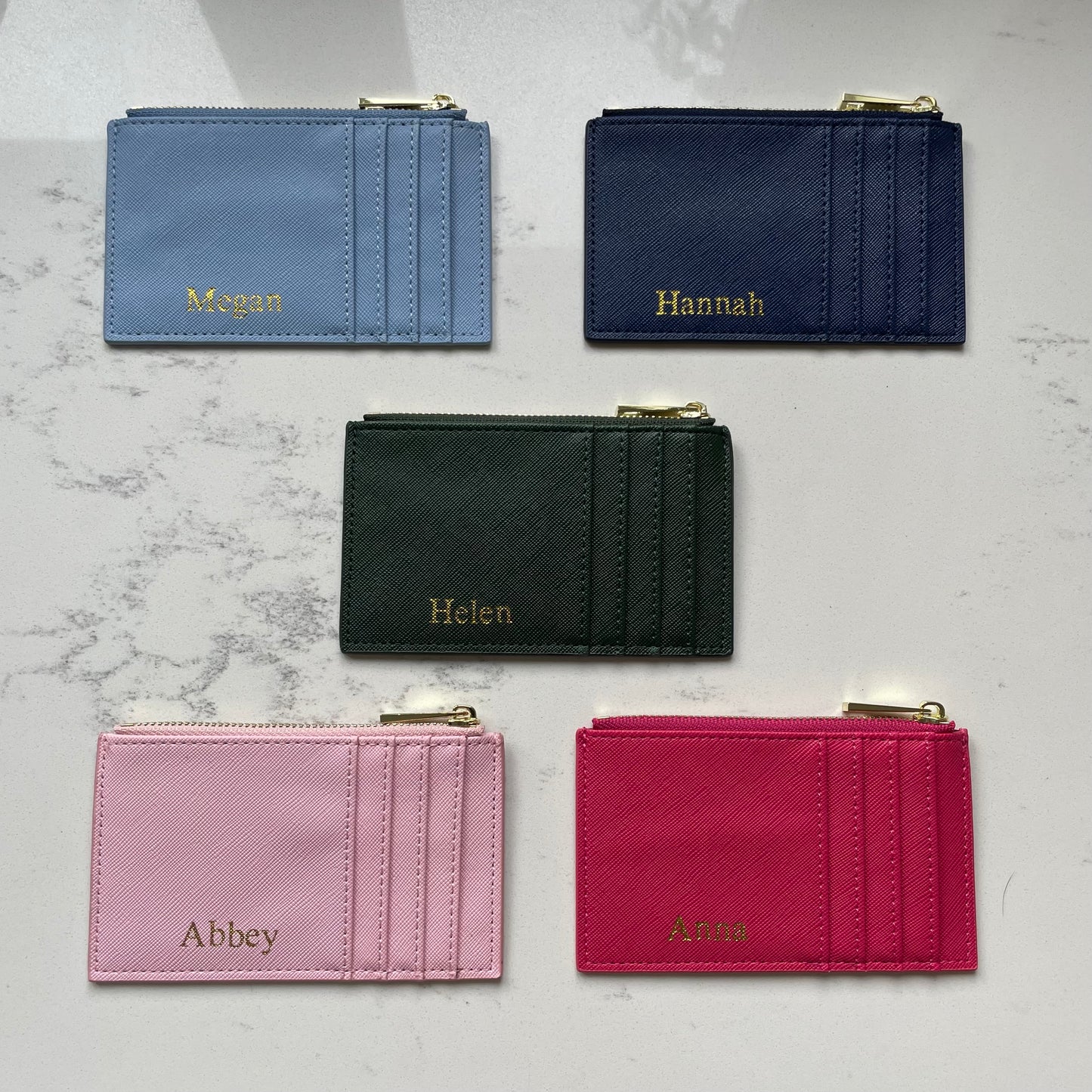 Personalised Embossed Saffiano Leather Card Holder Wallet Purse
