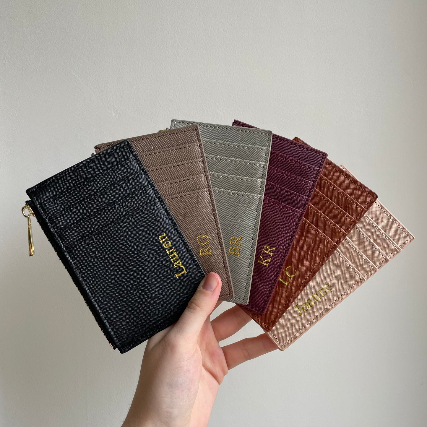Personalised Embossed Saffiano Leather Card Holder Wallet Purse