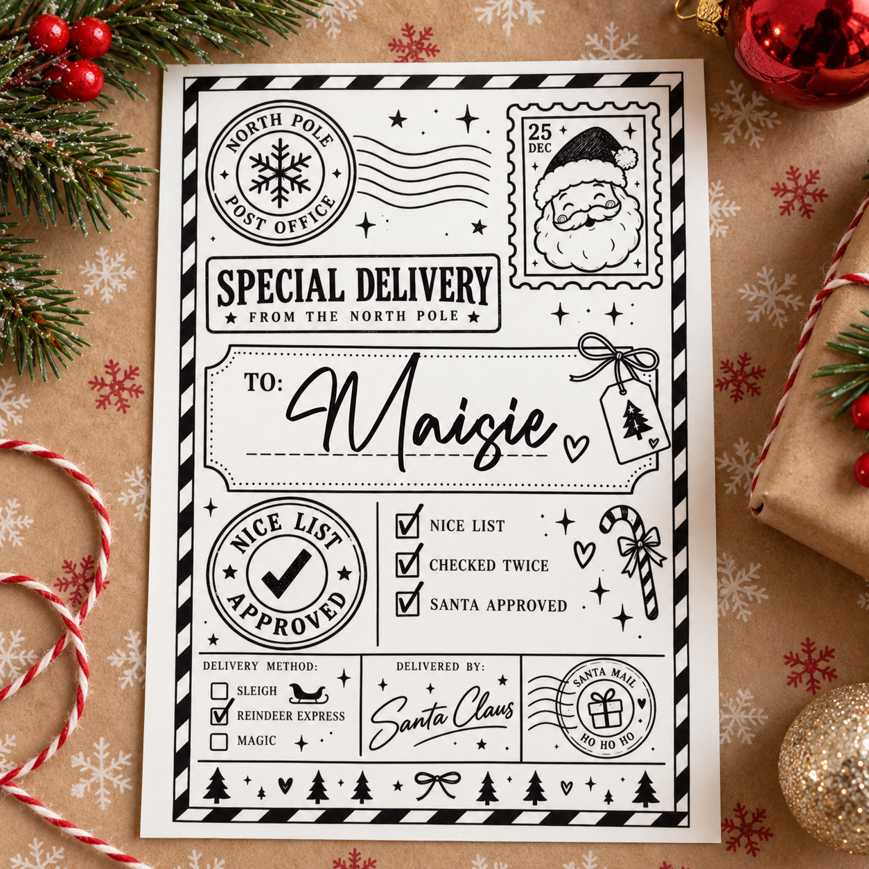 10x Personalised Santa Delivery Gift Labels