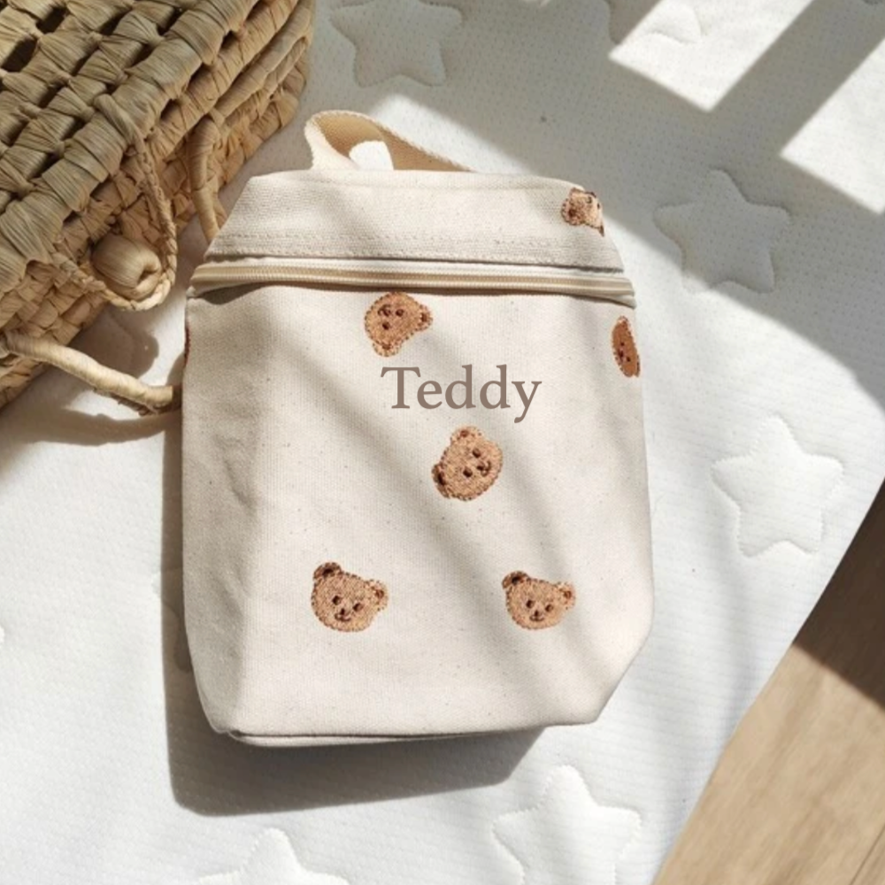 Personalised Childrens Teddy Bear Pattern Bottle Bag Organiser