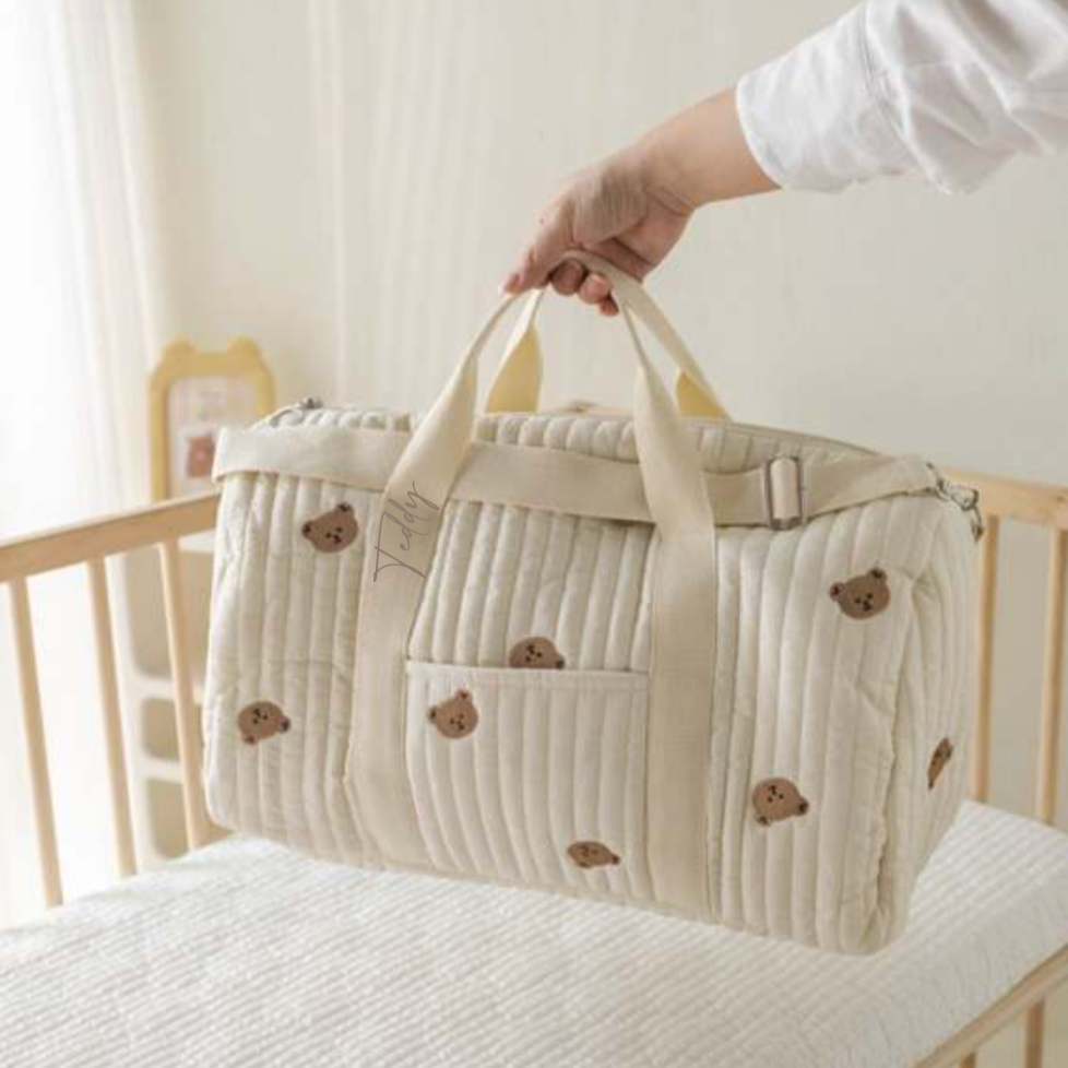 Personalised Teddy Bear Duffel Overnight Weekender Travel Baby Bag