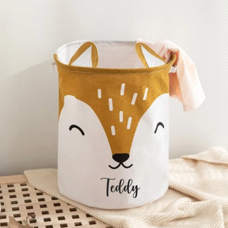 Personalised Childrens Animal Toy Organiser Storage Laundry Basket