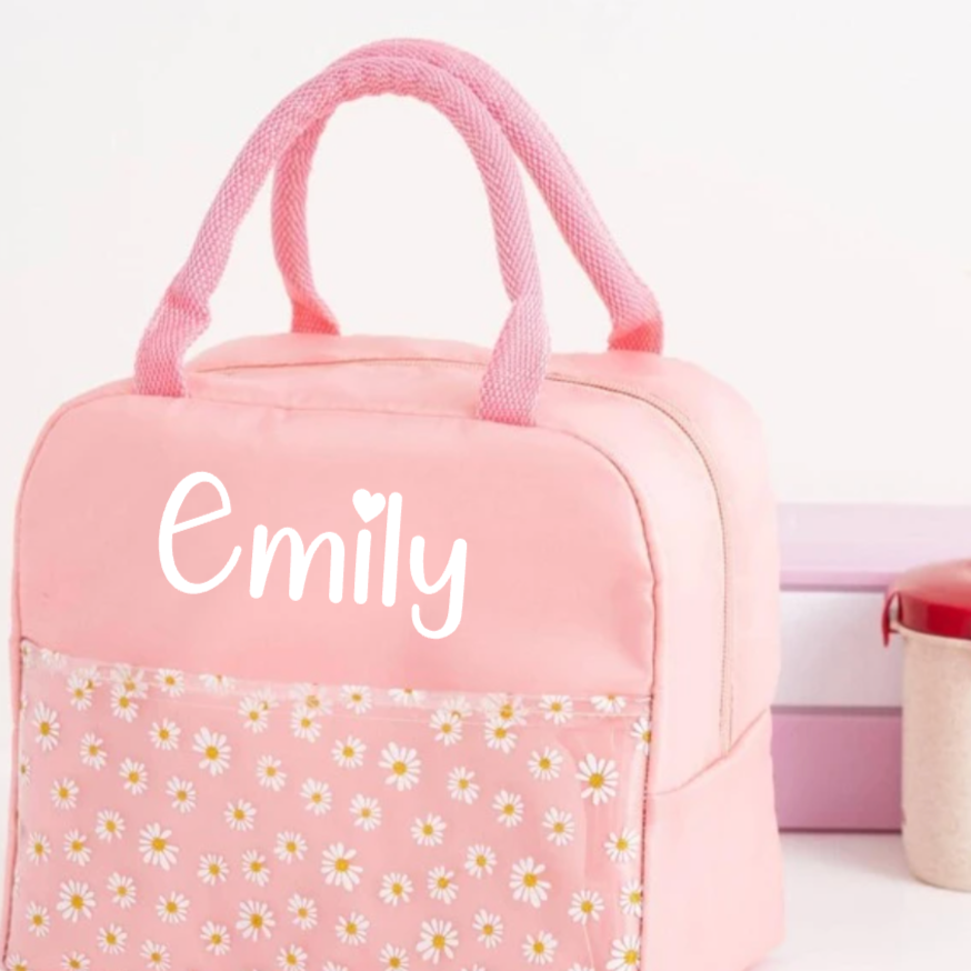 Personalised Girls Colourful Flower Childrens Lunch Box