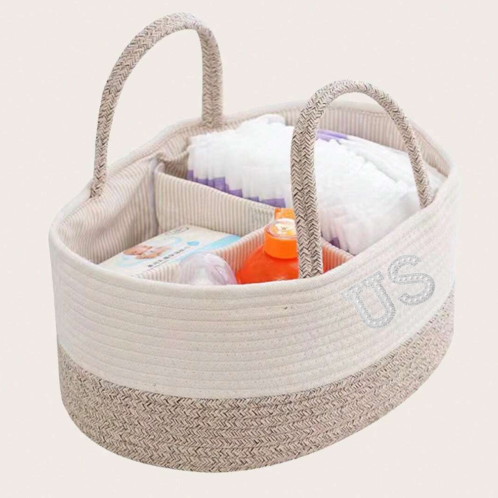 Personalised Beige Rope Baby Newborn Childrens Baby Changing Diaper Nappy Bag
