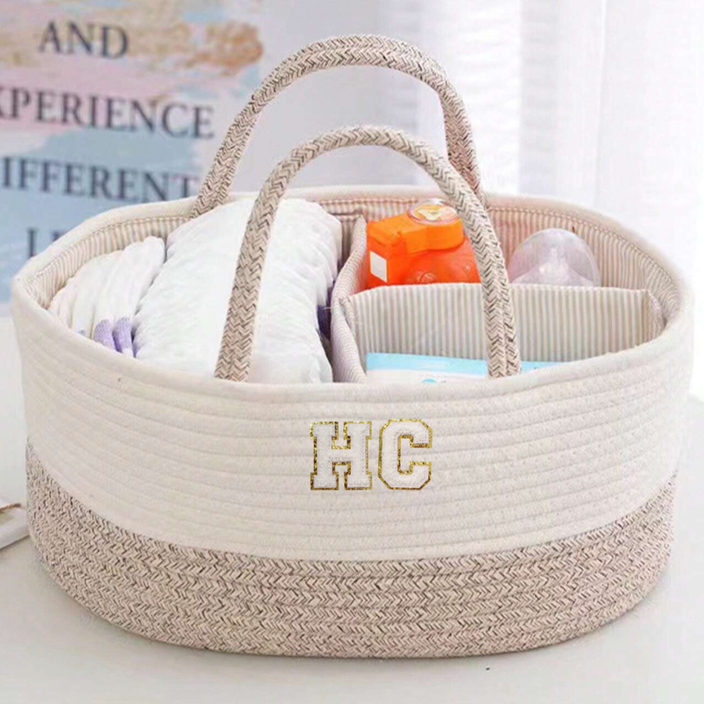 Personalised Beige Rope Baby Newborn Childrens Baby Changing Diaper Nappy Bag