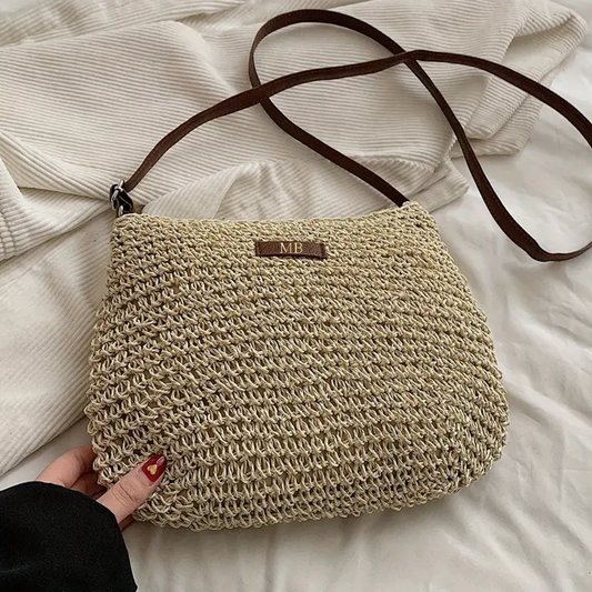 Personalised Straw Slouch Cross Body Bag
