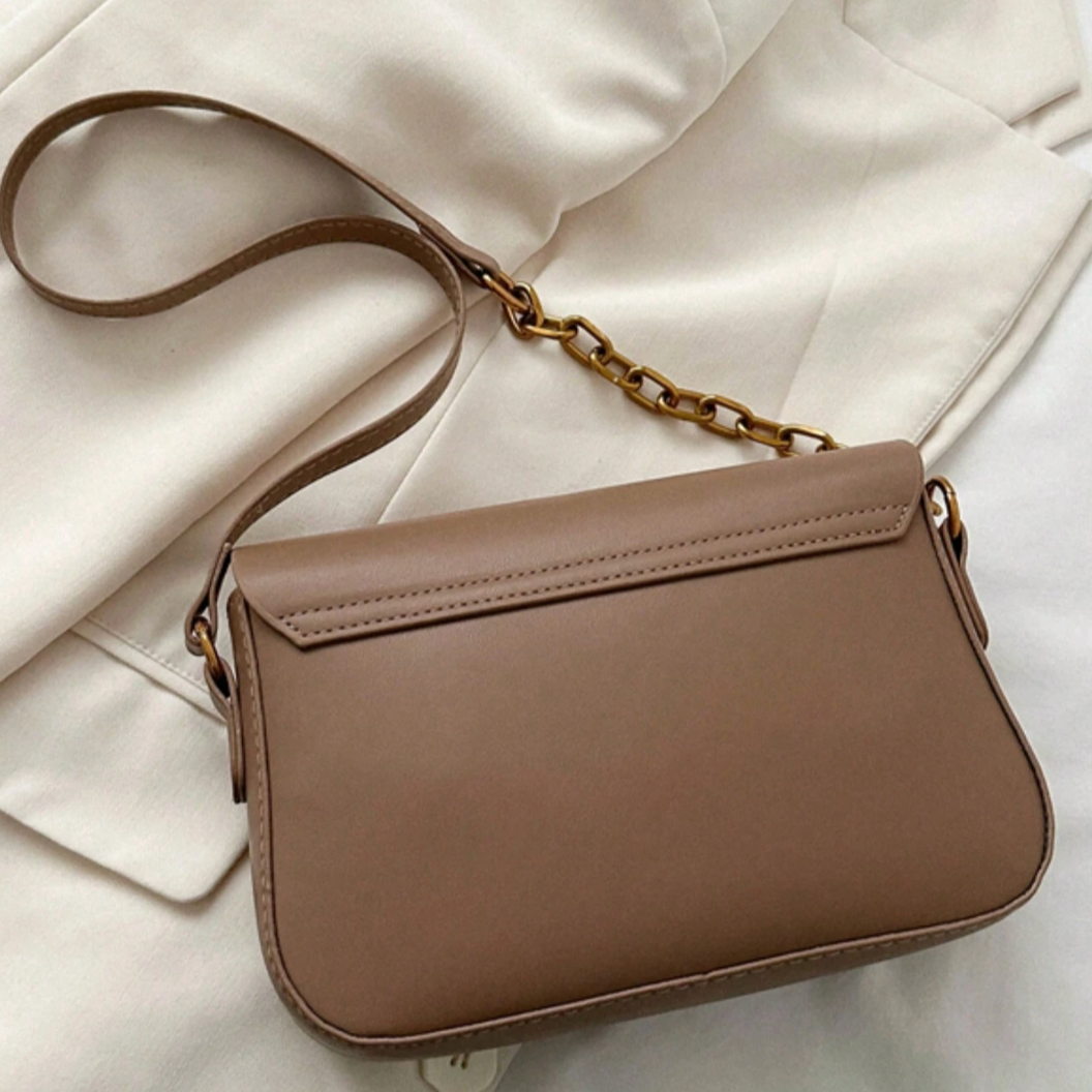 Personalised CHARLIE Faux Leather Twist Lock Shoulder Bag