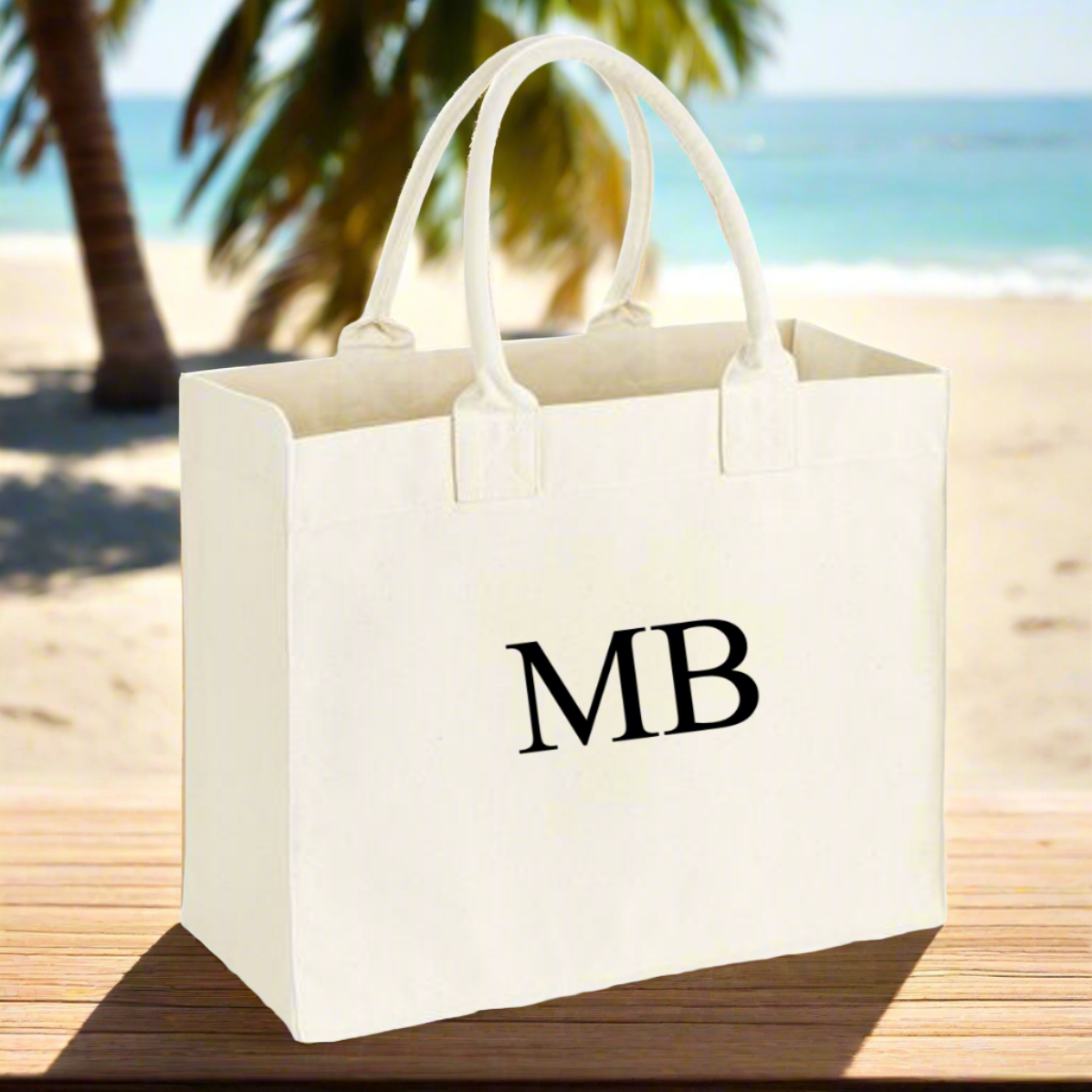 Personalised Square Canvas Large Tote Beach Shoulder Bag