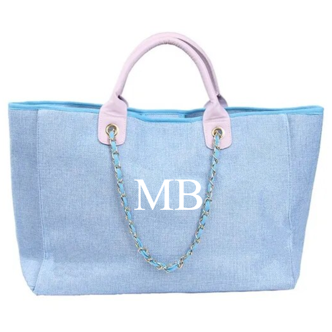 Personalised Pastel Large Chain Initial Hand Bags