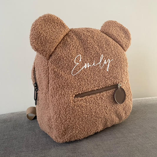 Personalised Childrens Teddy Boucle Backpack