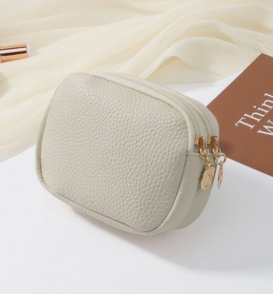 Personalised Small Textured Faux Leather Zip Coin Purse Wallet