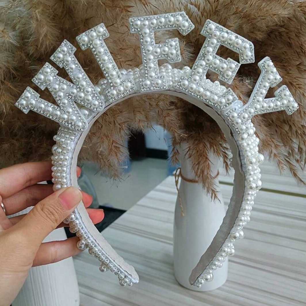 Personalised Pearl Headband Crown Bridal Birthday