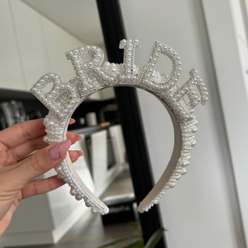 Personalised Pearl Headband Crown Bridal Birthday