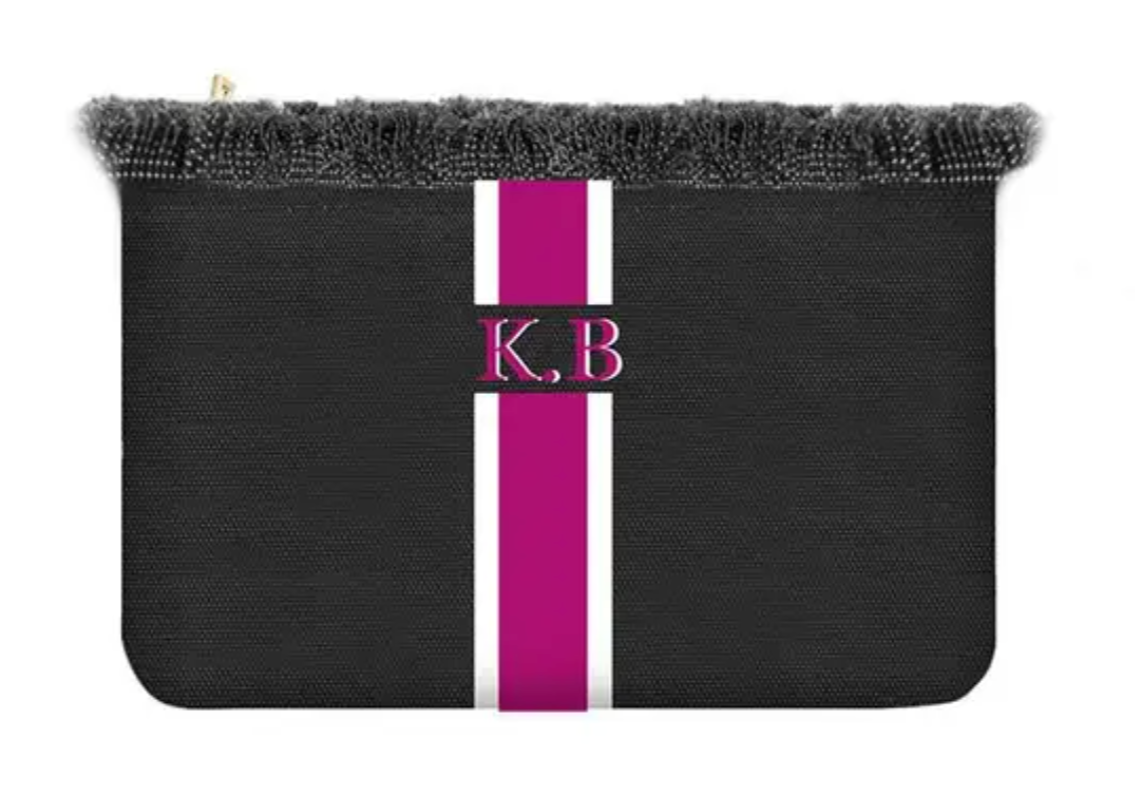 Personalised ANNIE Stripe Fringe Pouch Clutch Bag