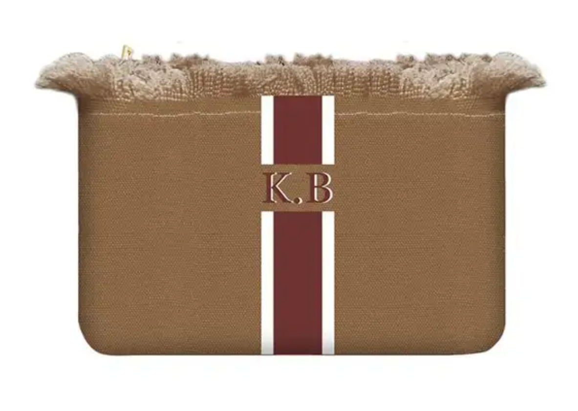 Personalised ANNIE Stripe Fringe Pouch Clutch Bag