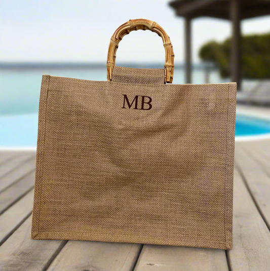 Bamboo Handle Jute Tote Bag