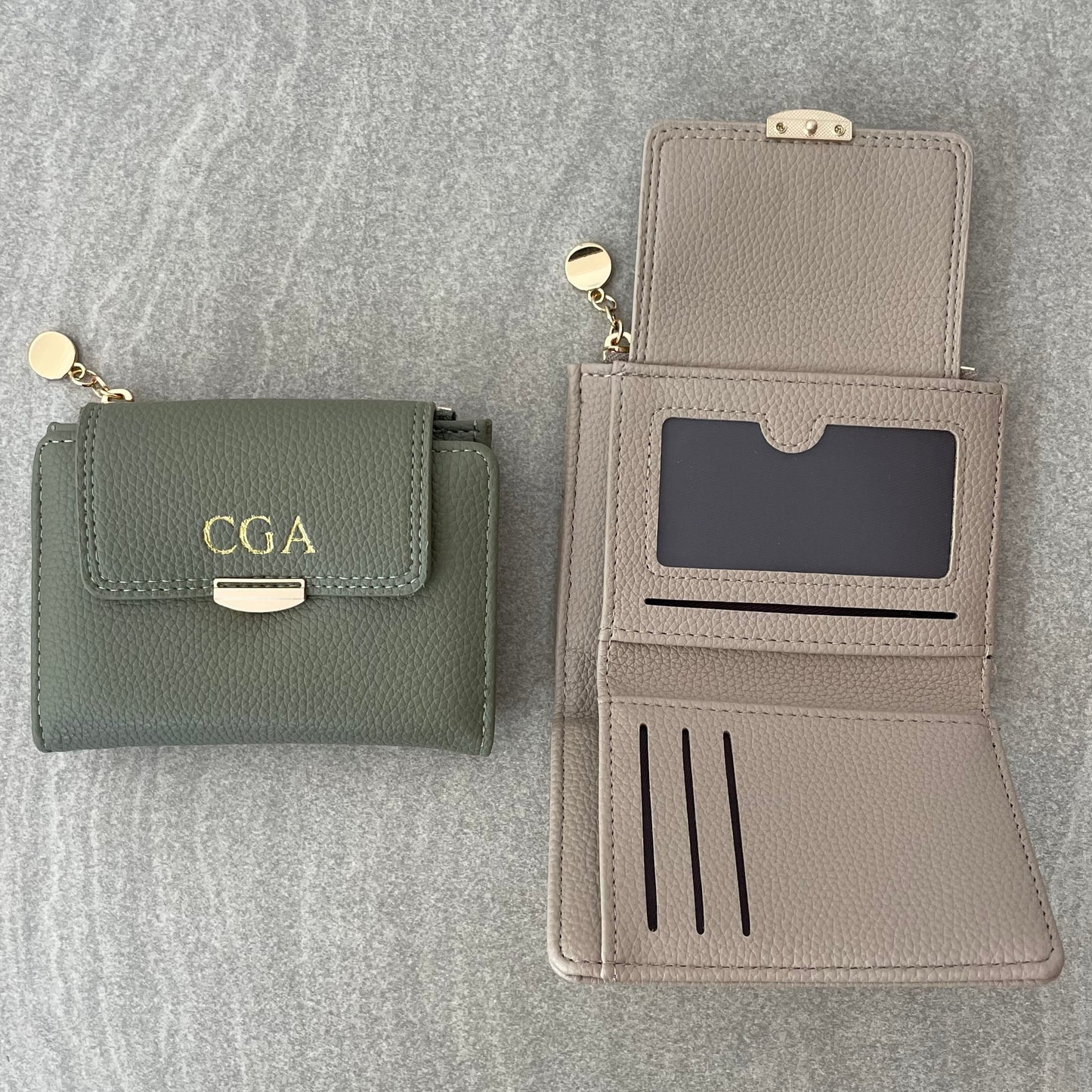 Personalised Rhona Small Textured Faux Leather Zip Coin Purse Wallet