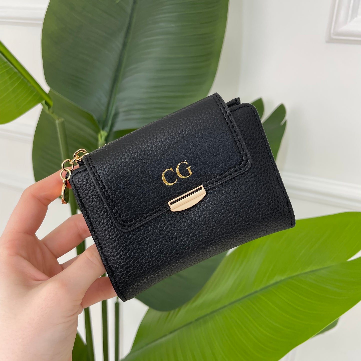 Personalised Rhona Small Textured Faux Leather Zip Coin Purse Wallet