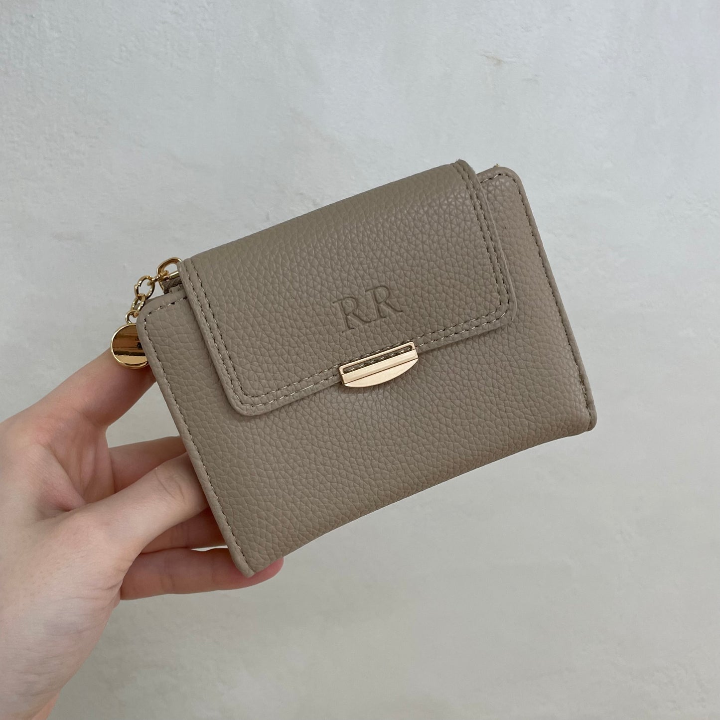 Personalised Rhona Small Textured Faux Leather Zip Coin Purse Wallet