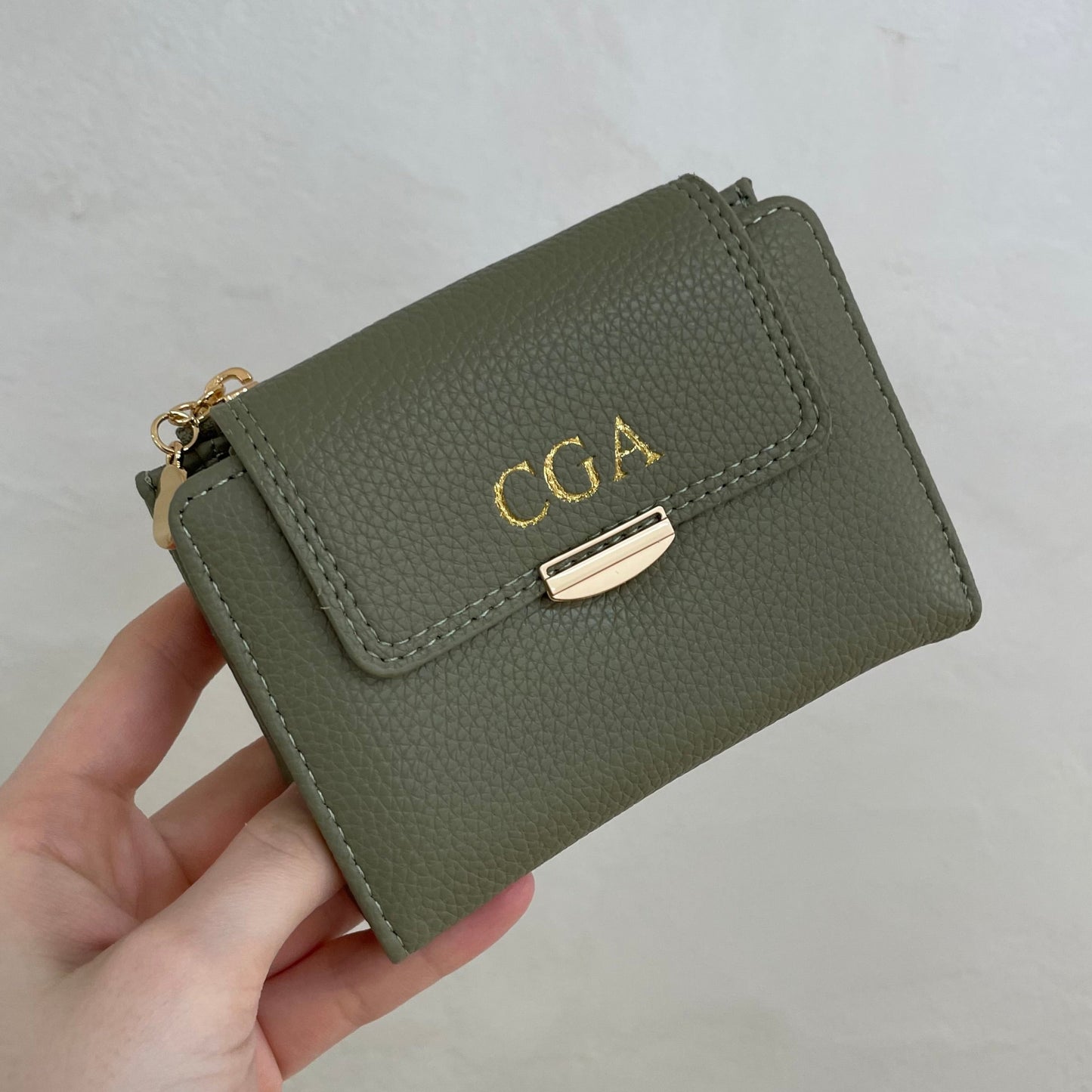 Personalised Rhona Small Textured Faux Leather Zip Coin Purse Wallet